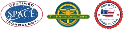 Certified Space Technology, The Masters Circle Global and Proudly Made in USA symbols